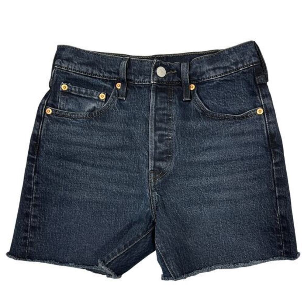 Levi's Premium 501 Jean Shorts 25" Dark Wash Cutoffs Button Fly Stretch Denim